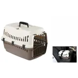 Kerbl Expedition Hundetransportbox - 48x32x32cm - Creme und Taupe