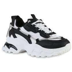 Damen Plateau Sneaker in Schwarz