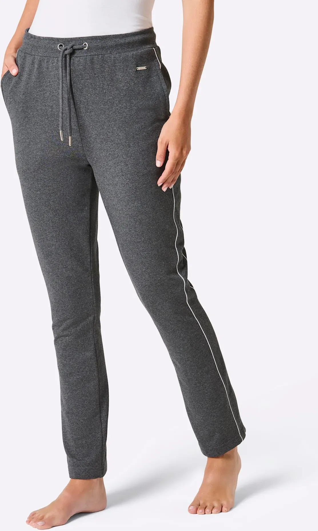 Jogginghose FEEL GOOD, Damen, Gr. 24/25, Kurzgrößen, anthrazit, meliert, weiß, 60% Baumwolle, 40% Polyester, unifarben, Hosen Jogginghose