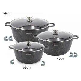 Cheffinger Topf-Set 6-tlg. 3 x Kochtopf + 3 x Deckel