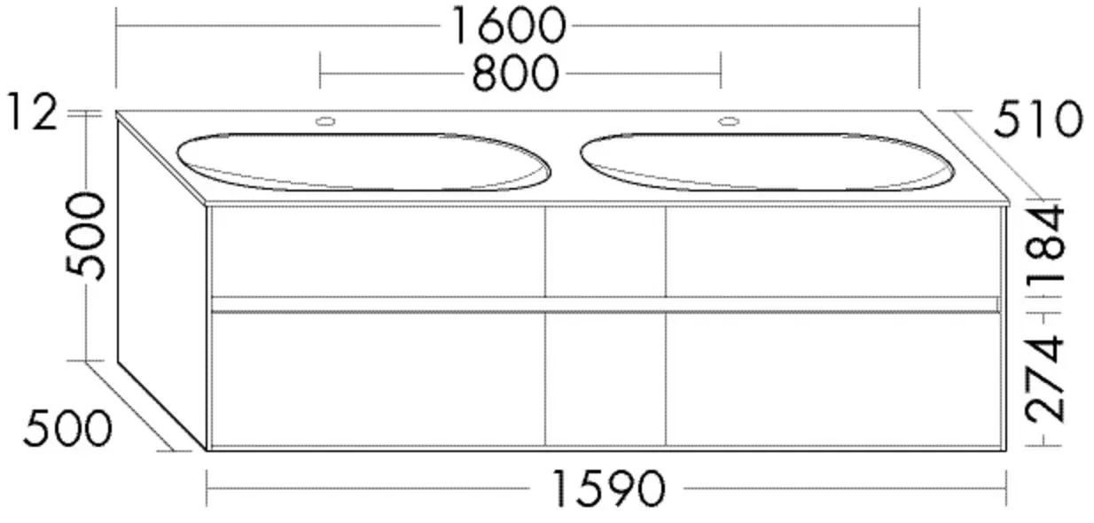 Burgbad Glas Doppel-Waschtisch-Set rc40 Eiche Weiß/Schilf Hochglanz, SGAW160F4612A0048 SGAW160F4612A0048