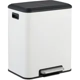 Relaxdays Mülleimer 2 x 15 l Weiß