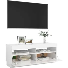 vidaXL TV-Schrank mit LED-Leuchten Hochglanz-Weiß 100x35x40 cm