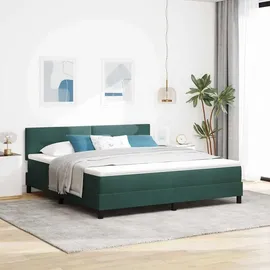 vidaXL LED Boxspringbett mit Matratze Dunkelgrün 180 x 200 cm Samt