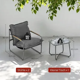 Woltu Gartenlounge-Set 3-tlg. Grau