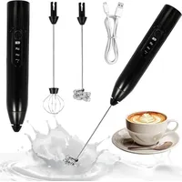 Elektrischer Milchaufschäumer, Milchaufschäumer mit Doppel-Schneebesenkopf, Milchaufschäumer 3 einstellbare Geschwindigkeiten, per USB