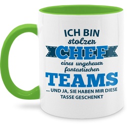Shirtracer Tasse Stolzer Chef eines fantastischen Teams – Lustige Geschenke für den Che, Keramik, Kaffeetasse Job Geschenk grün