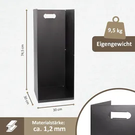 Lemodo Kaminholzregal Metall 0,75 m x 0,78 m Schwarz