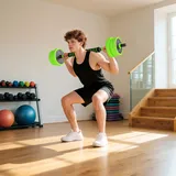 SPORTNOW 4 in 1 Hanteln Set 20 kg verstellbare Kurzhantel & Langhantel Grün