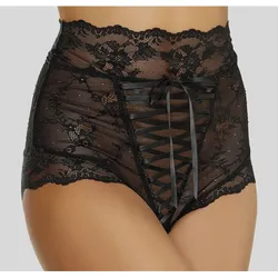 High-Waist-Slip-Ouvert LASCANA, Damen, Gr. 52/54, schwarz, Microtouch, Obermaterial: 90% Polyamid, 10% Elasthan, figurbetont, Unterhosen, mit aufregender Schnürung, Reizwäsche, sexy Dessous