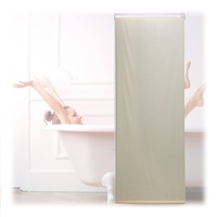 Relaxdays Duschrollo, 60x240 cm, Seilzugrollo für Dusche & Badewanne, Decke & Fenster, Badrollo wasserabweisend, beige