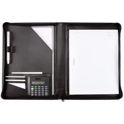 Schreibmappe ALASSIO "DIN A4, Catana", Herren, schwarz, Lederimitat, Dokumentenmappen, mit Taschenrechner