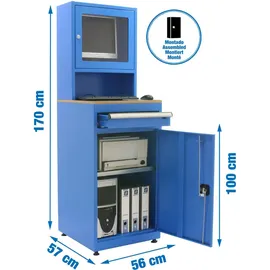Proregal AMEGO Industrie-PC-Schrank 170 x 56 x 57 cm Blau