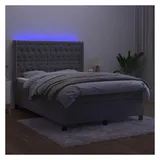 vidaXL Boxspringbett 140 x 200 cm LED Hellgrau