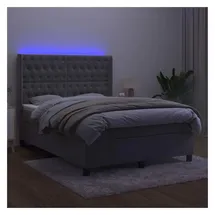vidaXL Boxspringbett 140 x 200 cm LED Hellgrau