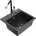 Mexen Milo 1-Becken-Granitspüle mit Mischbatterie Flora Schwarz gesprenkelt 6505-76-670401-07-B