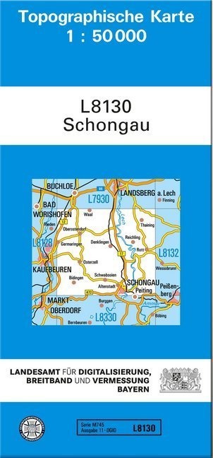 Topographische Karte Bayern / L8130 / Topographische Karte Bayern Schongau - Breitband und Vermessung  Bayern Landesamt für Digitalisierung  Karte (im