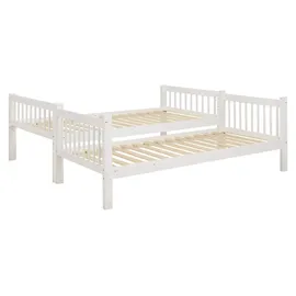 Homestyle4u Etagenbett 90 x 200 cm Kiefer massiv lackiert weiß