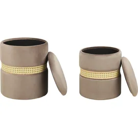 Beliani Pouf mit Stauraum Samtstoff Taupe 2er Set MEDFORD