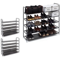 Relaxdays 3 x Schuhregal 20 Paar Schuhe schwarz -