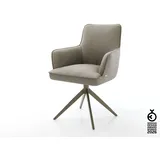 DELIFE Polsterstuhl Heira-Flex, mit Armlehnen Kreuzgestell breit Effektfinish Titan Echt-Leder Schlamm grau