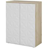 Vicco Midischrank Edge Eiche Weiß modern 60x80 cm Badezimmer Schrank Badmöbel 2 Türen 3 Fächer