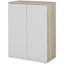 Vicco Midischrank Edge Eiche Weiß modern 60x80 cm Badezimmer Schrank Badmöbel 2 Türen 3 Fächer