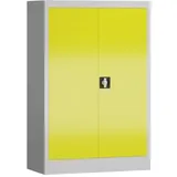 Flügeltürenschrank Metallschrank abschließbar 1200 x 800 x 380 mm lichtgrau/zinkgelb X-530296
