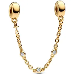 Pandora 763515C01-05 Sicherheitskette Dreifacher Klarer Stein Goldfarben