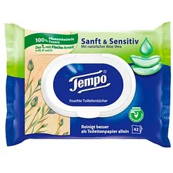 Tempo Feuchtes Toilettenpapier Sanft & Sensitiv 1-lagig, 42 Tücher