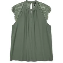 Vero Moda Damen VMMILLA SL LACE Tee GA NOOS T-Shirt, Laurel Wreath, S
