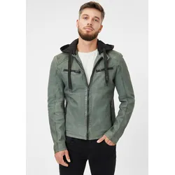 Lederjacke GIPSY "G2MSayto SF" Gr. XXL, grün (dark sage) Herren Jacken Lederjacken mit abnehmnarer Kapuze