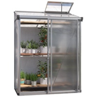 Gfp Gewächshaus Anlehngewächshaus Adena 12 aus Alu - 151x77 cm - 10 mm Polycarbonat Doppelstegplatten Transparent