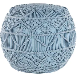 Pouf Makramee Baumwolle blau ⌀ 40 cm KAYSERI