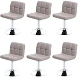 Mendler 6er-Set Esszimmerstuhl Drehstuhl Stuhl Kavala Kunstleder Chrom ~ taupe-grau