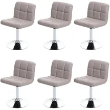 Mendler 6er-Set Esszimmerstuhl Drehstuhl Stuhl Kavala Kunstleder Chrom ~ taupe-grau