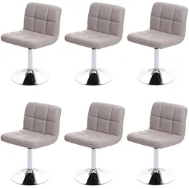 Mendler 6er-Set Esszimmerstuhl Drehstuhl Stuhl Kavala Kunstleder Chrom ~ taupe-grau