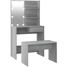 vidaXL Schminktisch-set mit Led Grau Sonoma Holzwerkstoff
