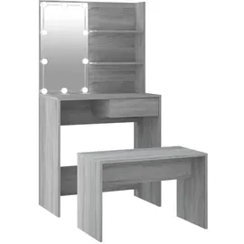 vidaXL Schminktisch-set mit Led Grau Sonoma Holzwerkstoff