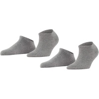 Esprit Damen Sneakersocken Uni 2-Pack W SN Baumwolle kurz einfarbig Grau (Light Grey Melange 3390), 35-38