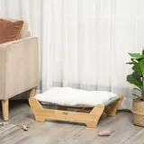 PawHut Katzenbett mit Gestell für Katzen erhöhtes Katzennest mit weichem Kissen Kiefernholz Aosom.de