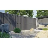 WPC Zaun Husum 90 x 180 auf 90 cm – WPC Sichtschutzzaun, Anthrazit – abgeschräkter Sichtschutz – Zaunelemente für Garten & Terrasse