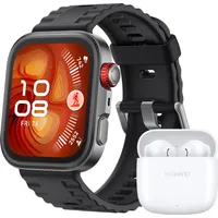Huawei Watch Fit 4 Pro Schwarz Fluorelastomerarmband Schwarz + Freebuds SE 2