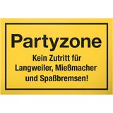 DankeDir! Partyzone Schild mit Spruch - lustiges Geschenk für ihn Geschenkidee Geburtstagsgeschenk Männer Jungs Party Deko Zubehör Scherzartikel JGA - Accessoire Fotobox