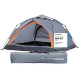 Lumaland Kuppelzelt Pop Up Zelt - 3-Personen-Zelt mit Doppeltür, Wurfzelt Trekkingzelt - 210x190x110 cm - Grau grau