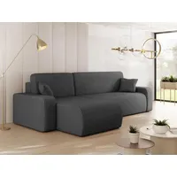 MIRJAN24 Ecksofa Piano L Cord, Wohnzimmer Eckcouch mit Bettkasten und Schlaffunktion, Schwarze Füße, Wellenfeder, L-Form (Farbe: Poso 22) - Grau