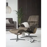 Stressless Stressless® »Reno«, (Set, Relaxsessel mit Hocker), mit Hocker, mit Cross Base, Größe S, M & L, Holzakzent Eiche