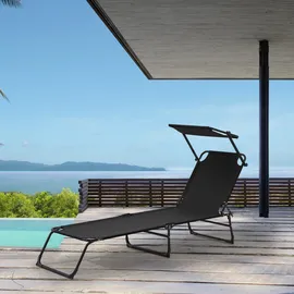 casa.pro Lomeda Sonnenliege 187 x 53 x 27 cm Schwarz