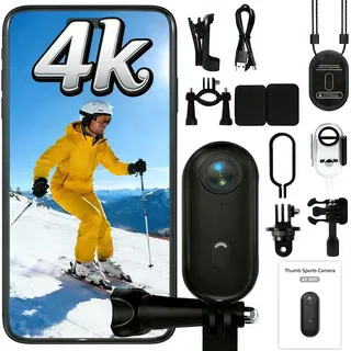Action Cam 4K Mini Bodycam WLAN Magnetische Mini Körperkamera Ultra HD, POV Kopfkamera mit App, 360° Drehclip, IPX5 Wasserdicht, Dashcam Motorrad Fahrrad Helmkamera für Vlog Haustiere Sport Camera