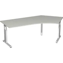 Geramöbel Flex höhenverstellbarer Schreibtisch lichtgrau L-Form, C-Fuß-Gestell silber 216,6 x 113,0 cm
